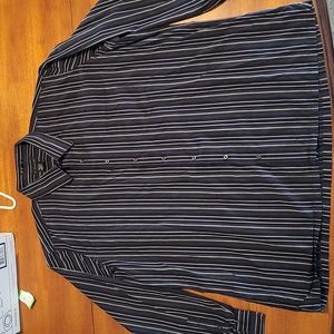 Mens black and white striped Dress shirt